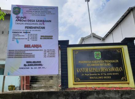 INFOGRAFIS APBDES SAWAHAN KECAMATAN WATULIMO KABUPATEN TRENGGALEK TAHUN ANGGARAN 2021